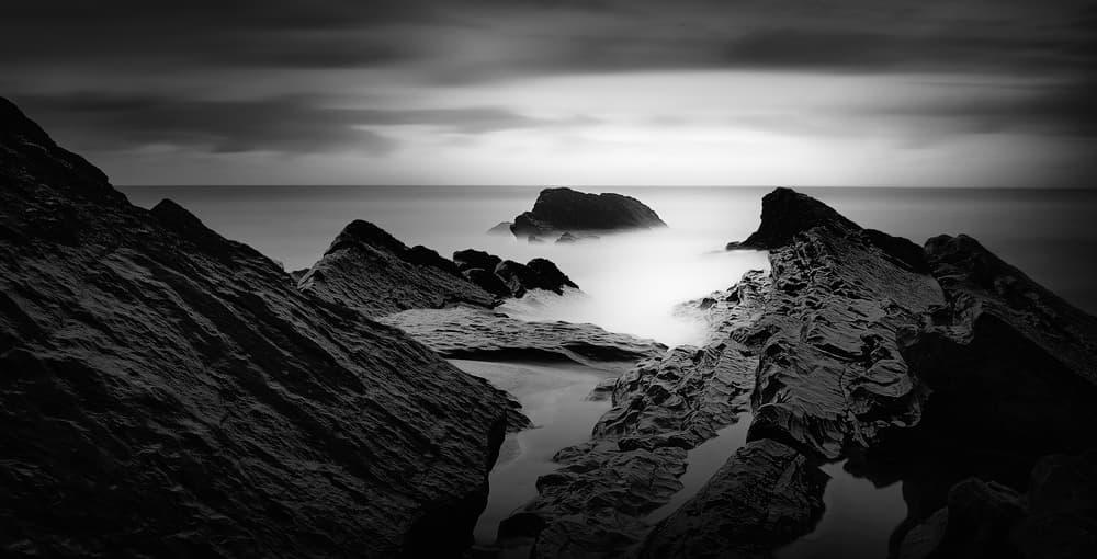 Misty Ocean Rocks by Paulo Abrantes — canvas wall art