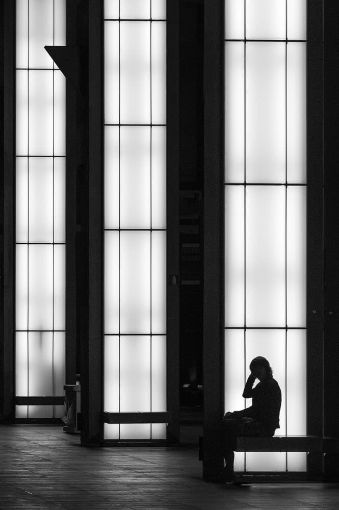 Silhouetted Figure By Light by Jef Van den Houte — canvas wall art