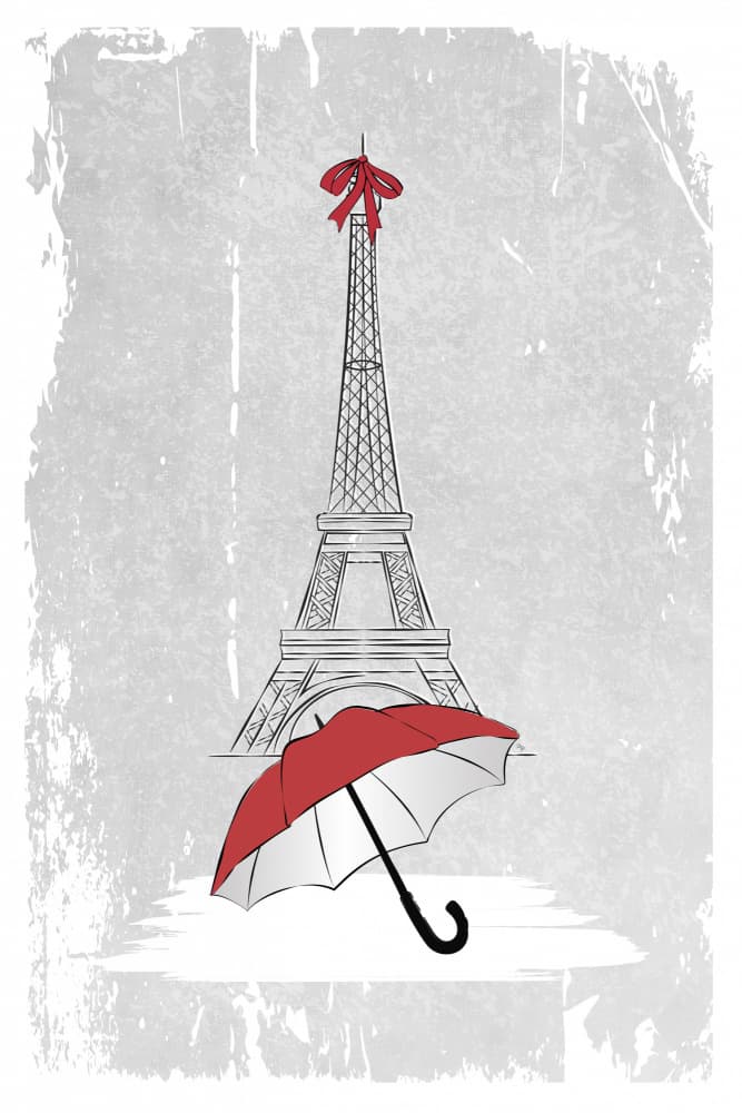 Eiffel Tower Red Umbrella by Martina — canvas wall art