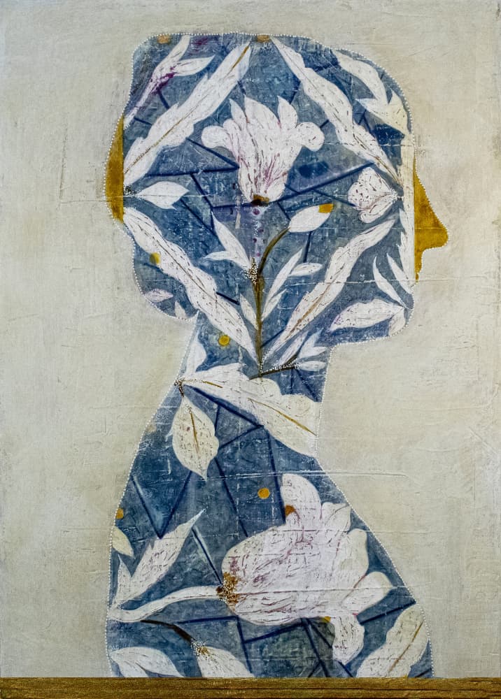 Elegant Floral Woman Profile by Karenina Fabrizzi — canvas wall art