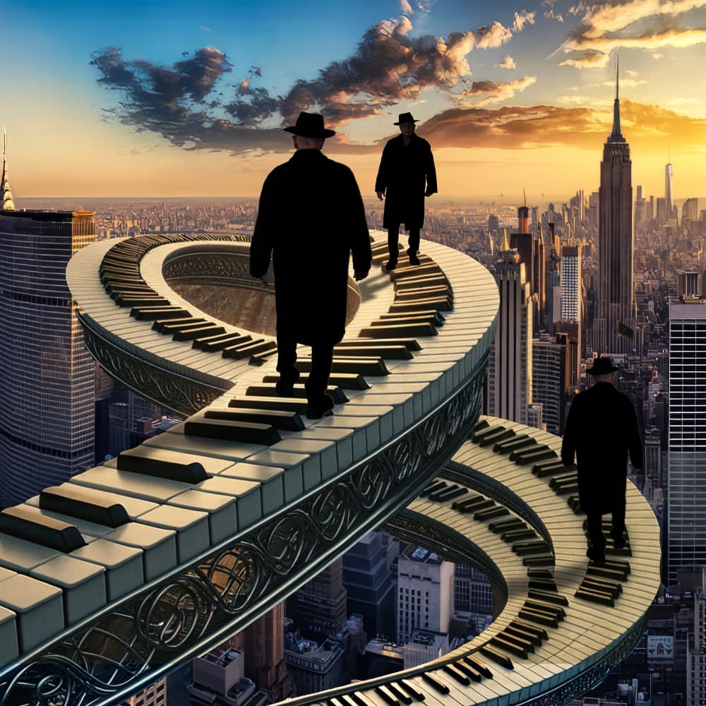 Surreal Piano City Journey by Dov Fuchs — canvas wall art