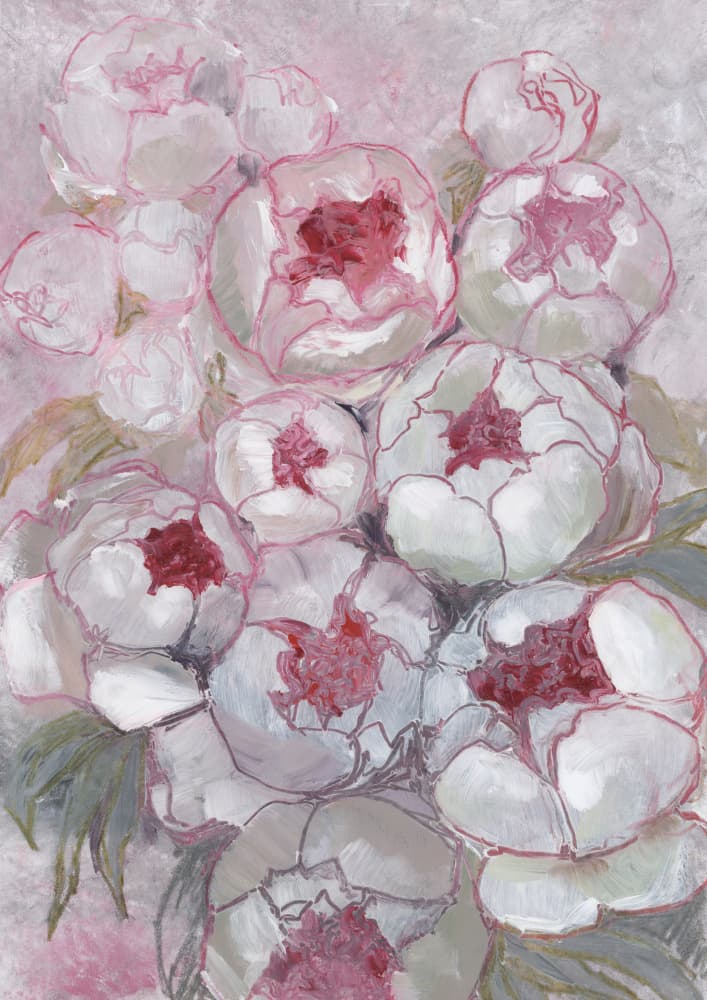 Soft Pink Peonies by Rosana Laiz Blursbyai — canvas wall art
