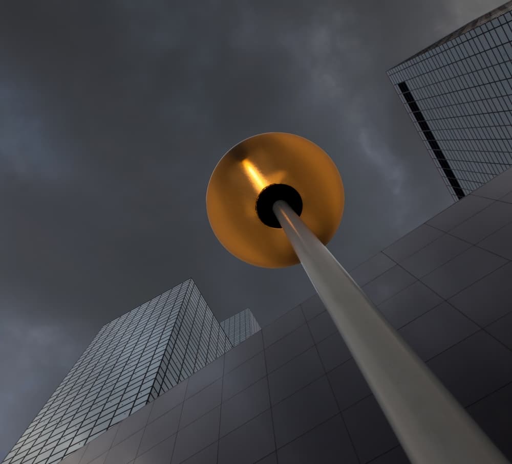 Golden Lamp Cityscape by Jeroen van de Wiel — canvas wall art