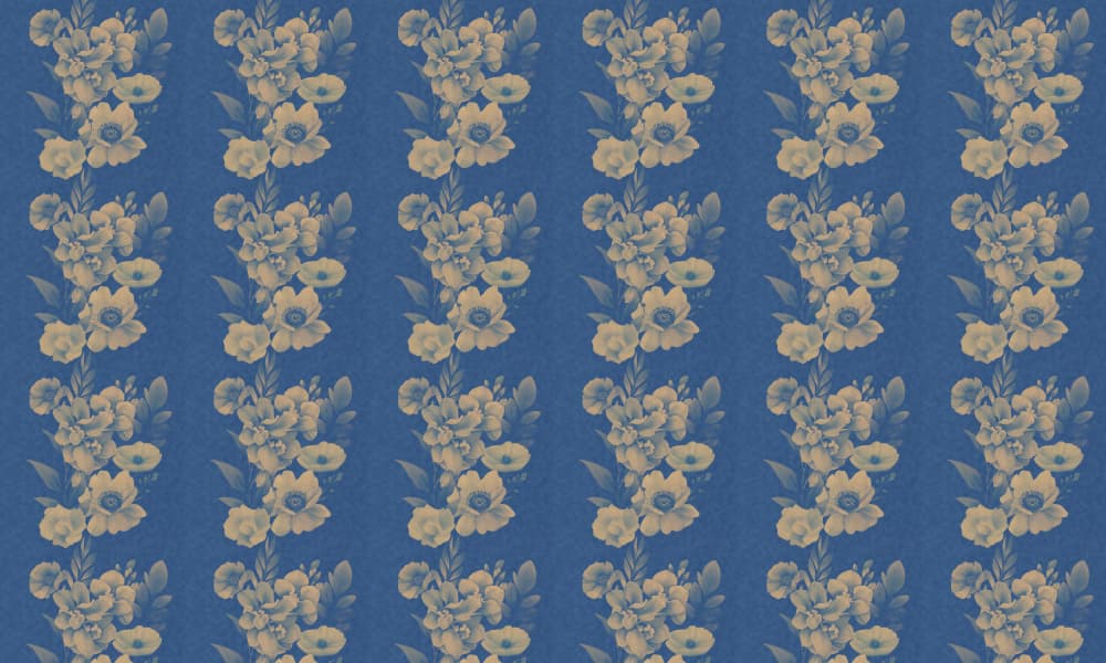 Vintage Blue Floral Pattern by Bilge Paksoylu — canvas wall art