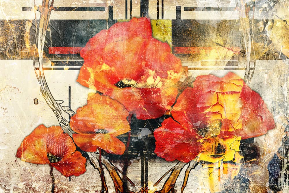 Vibrant Abstract Poppies by Rafal Kulik — canvas wall art