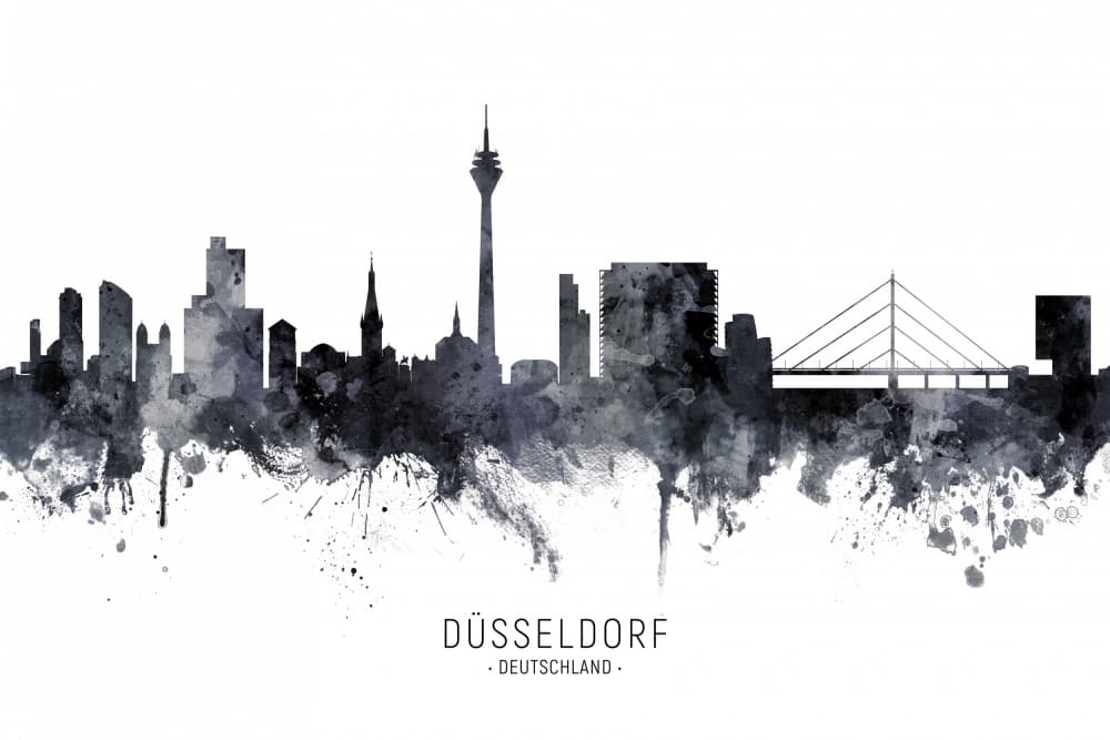 Düsseldorf City Skyline by Michael Tompsett — canvas wall art