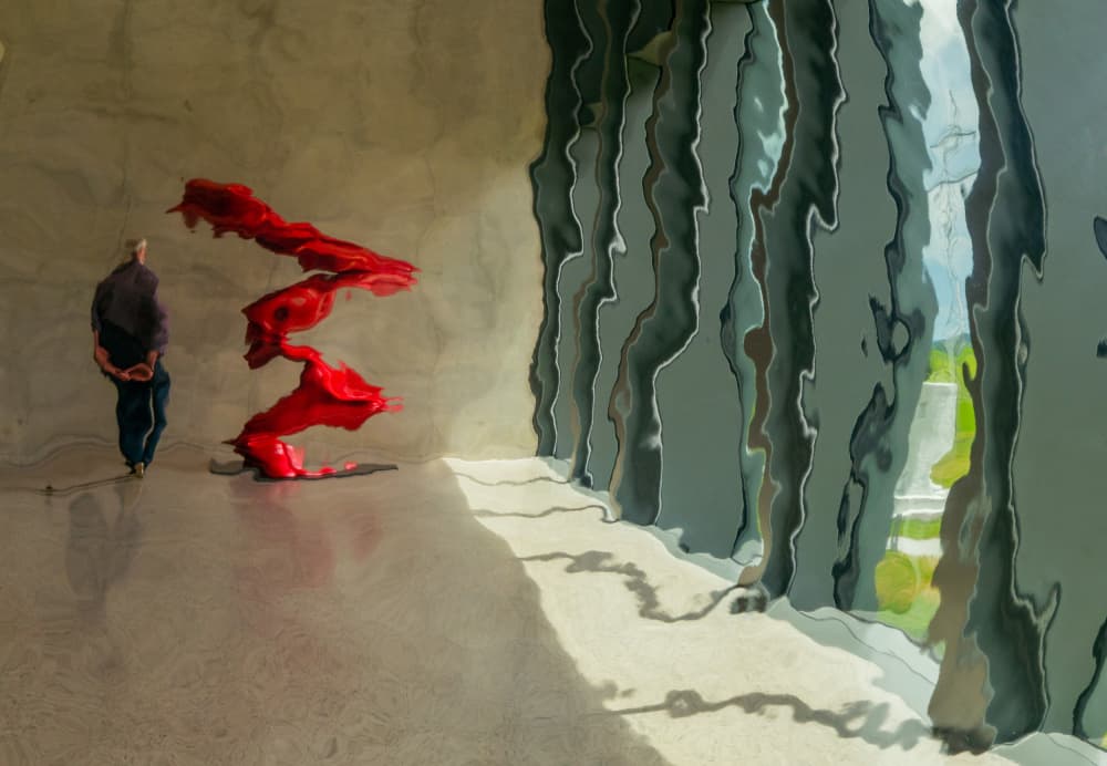 Contemplating Red Sculpture by Stephan Rückert — canvas wall art
