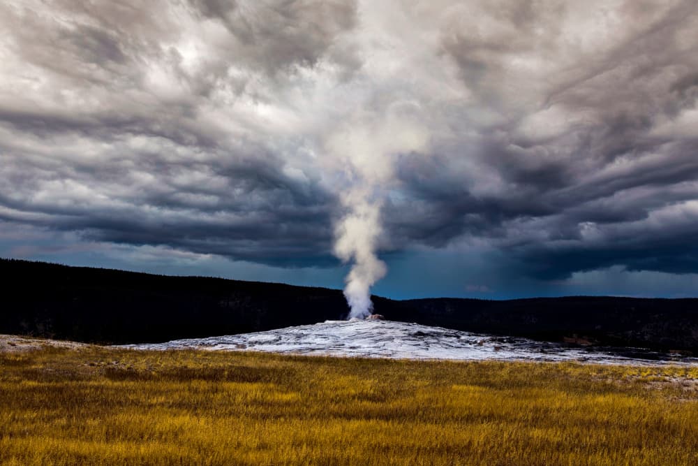 Yellowstone Geyser Eruption by Saikiran Bhagavatula — canvas wall art