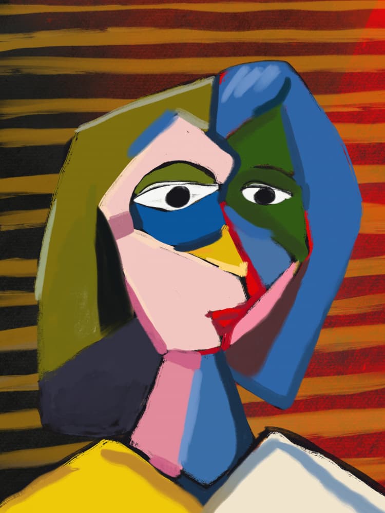 Abstract Cubist Face by Little Dean — canvas wall art