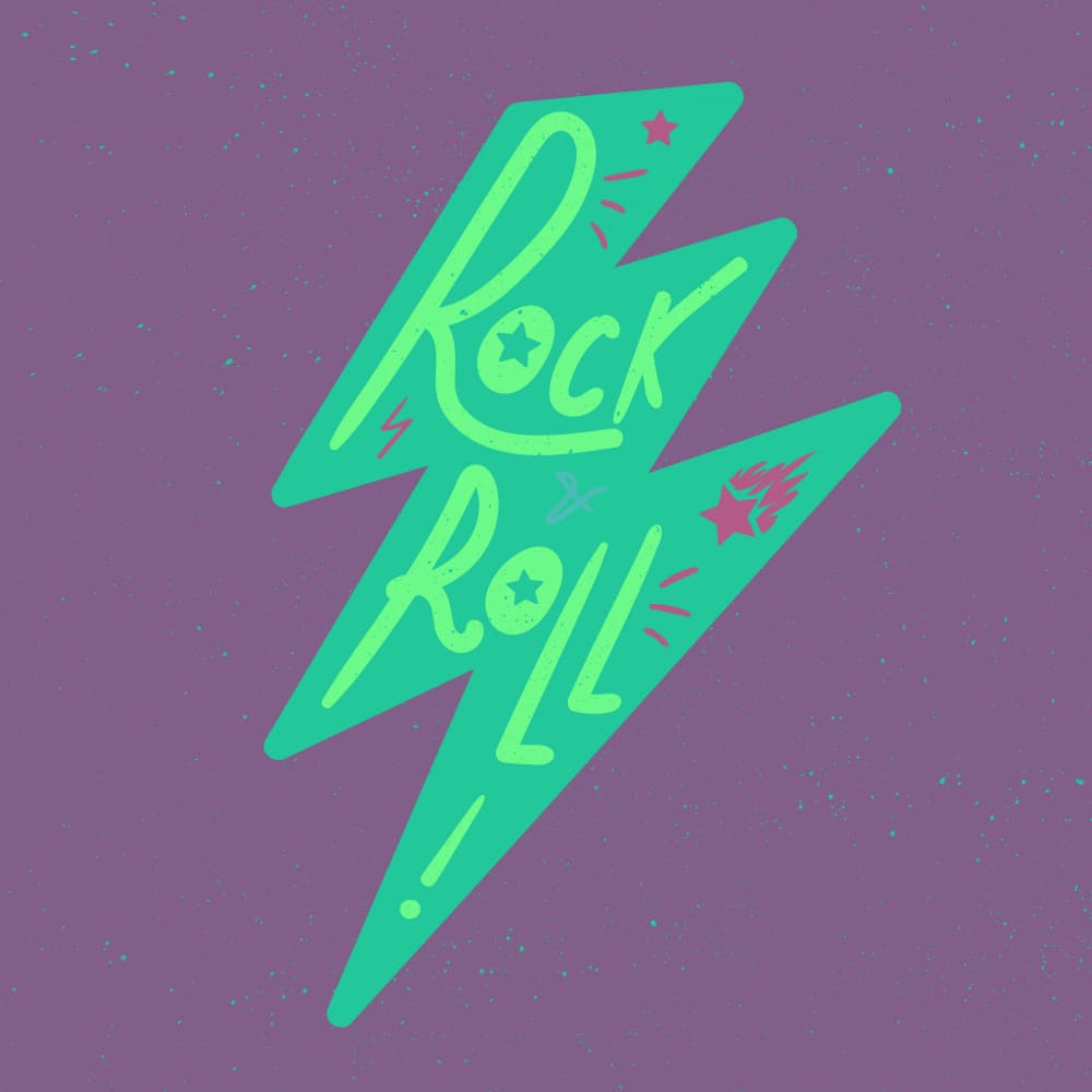 Rock Roll Lightning Bolt by Marika Barsrsind — canvas wall art
