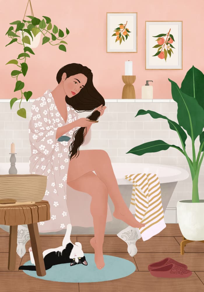Bathroom Self Care by Petra Holíková — canvas wall art