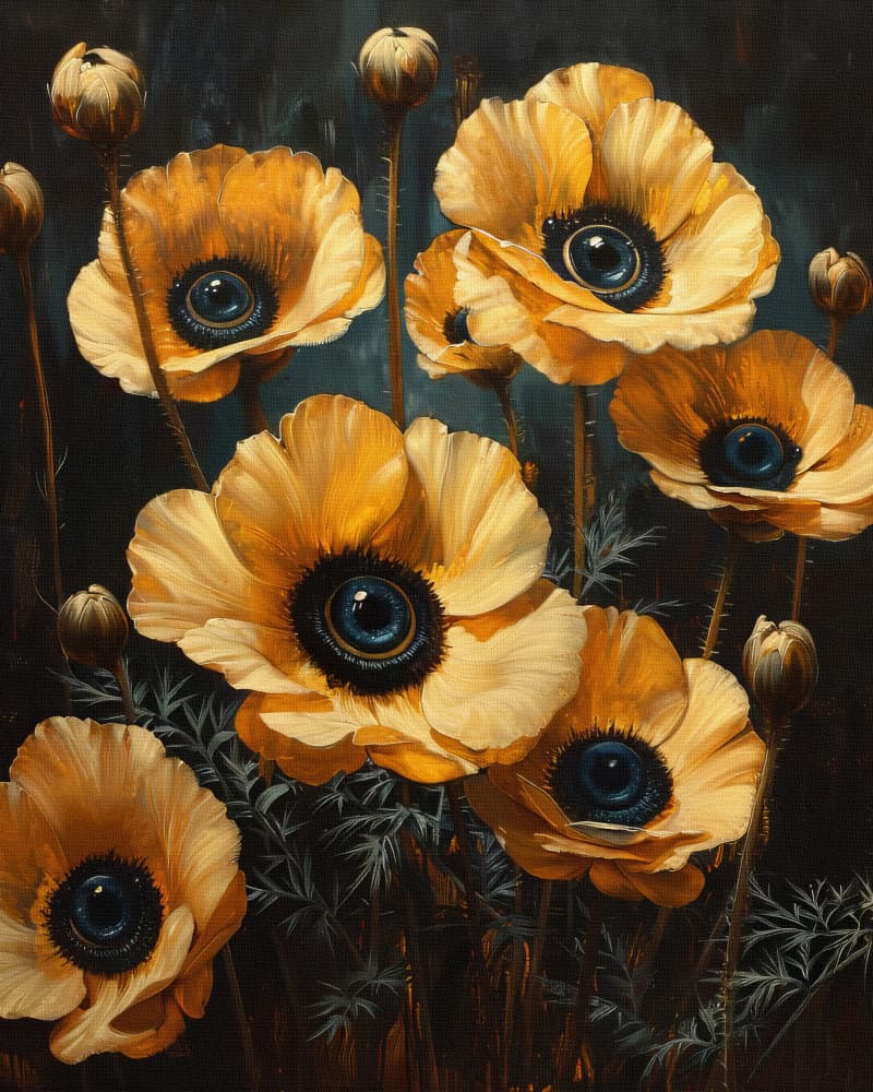 Golden Eye Poppies by Bilge Paksoylu — canvas wall art