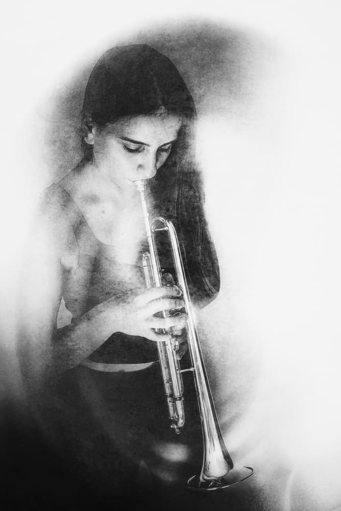 Ethereal Trumpet Player by Desislava Ignatova — canvas wall art