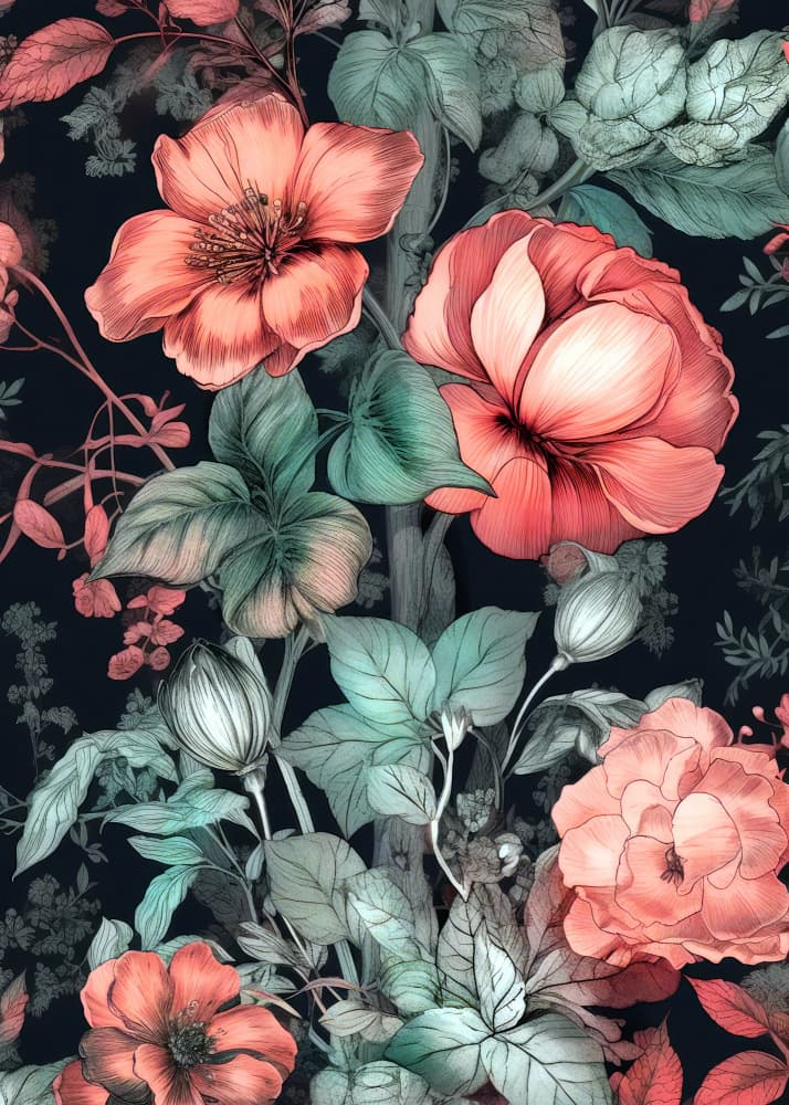 Dark Botanical Elegance by Justyna Jaszke — canvas wall art