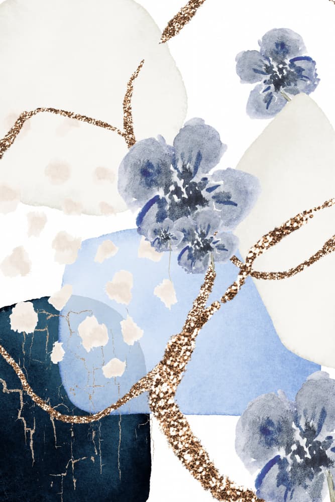 Floral Blue-3 by Sally Ann Moss — canvas wall art