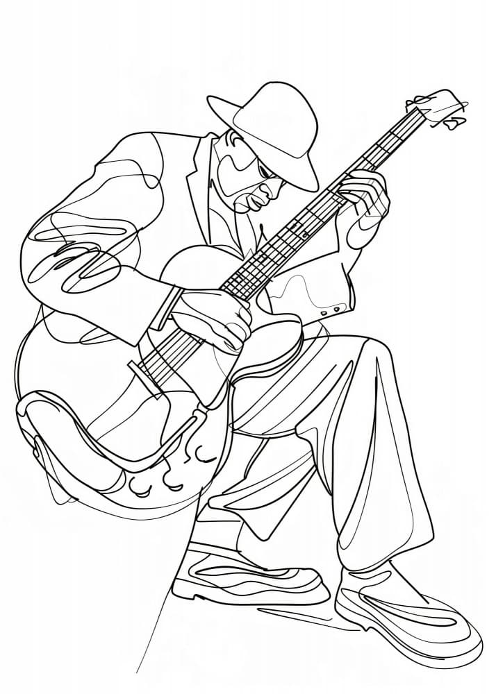 Blues Guitar Man by Justyna Jaszke — canvas wall art