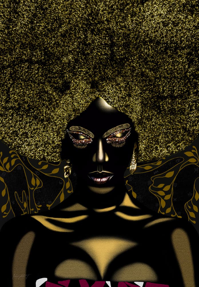 Golden Afro Queen by Lord Amihere — canvas wall art