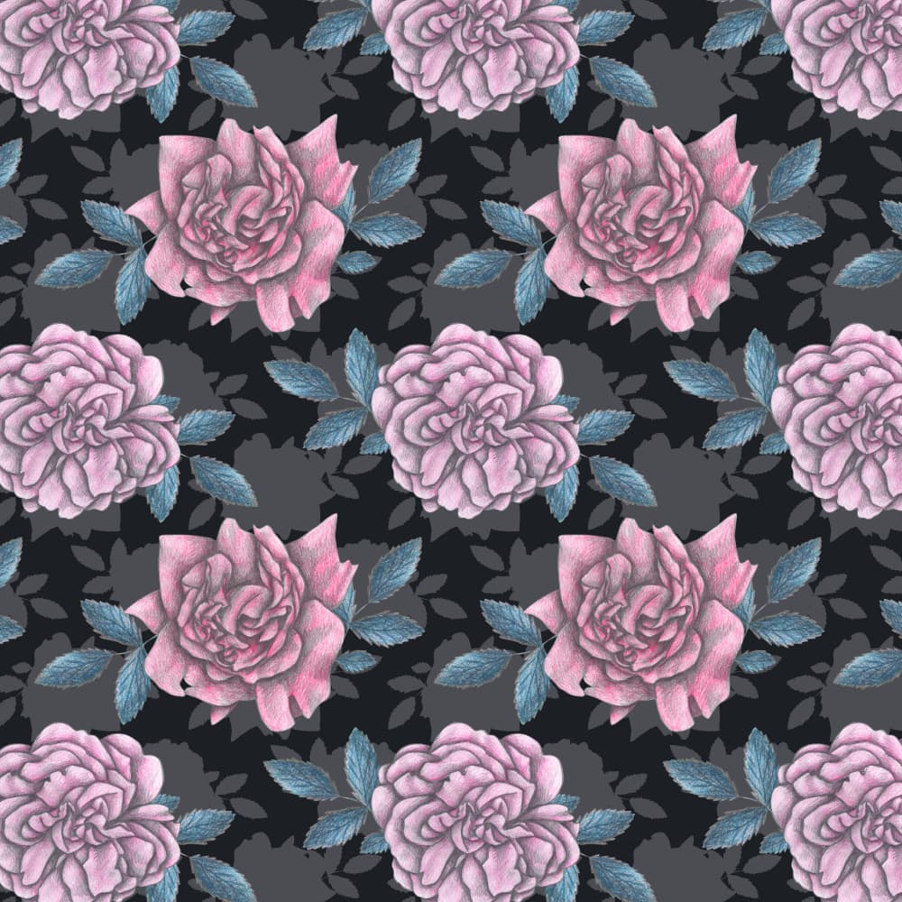 Dark Blush Roses Pattern by Cecilia Battaini — canvas wall art