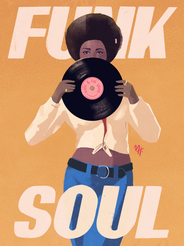 Retro Soul Music Woman by Mark Harrison — canvas wall art