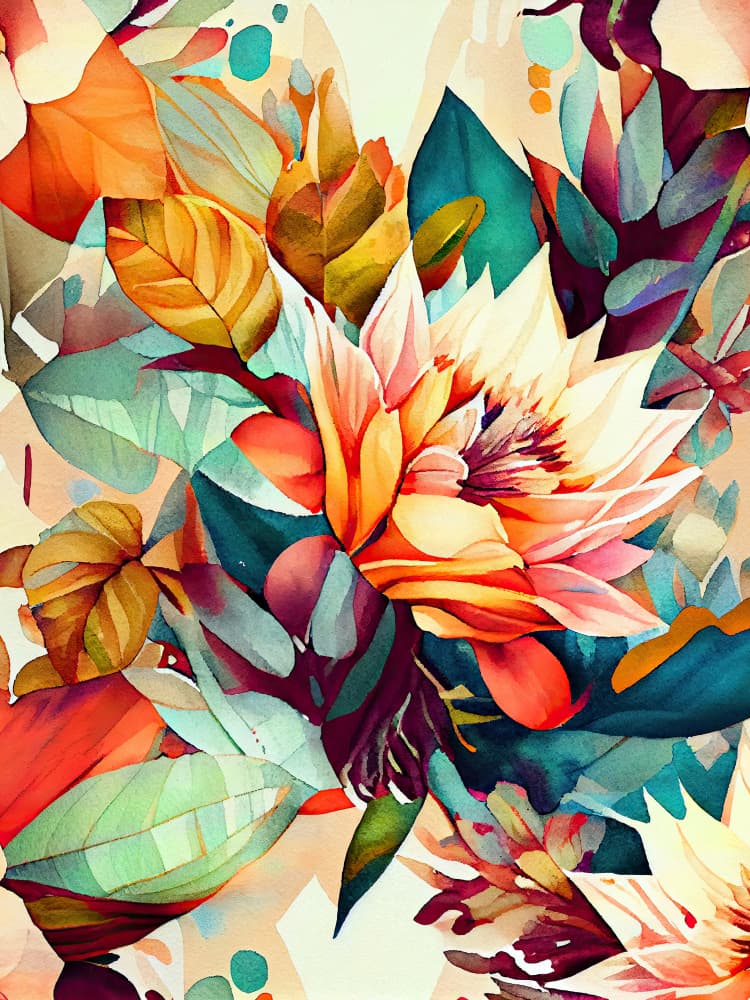 Vibrant Floral Watercolor by Justyna Jaszke — canvas wall art