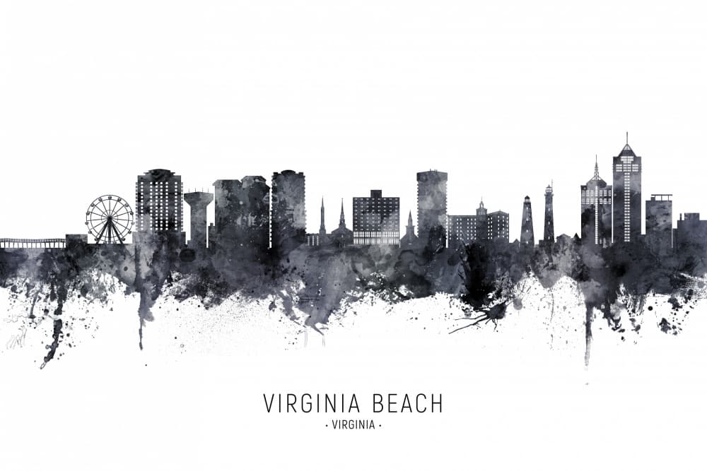 Virginia Beach Cityscape by Michael Tompsett — canvas wall art