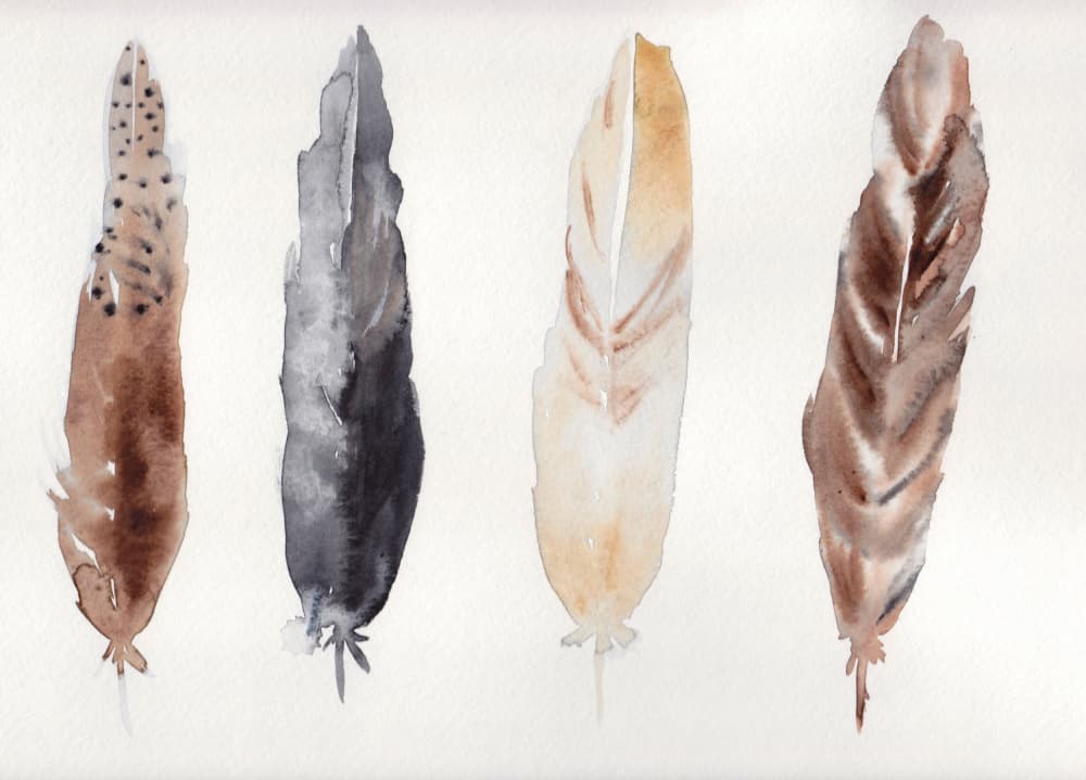 Earthy Feather Watercolor by Christine Lindstrom — canvas wall art