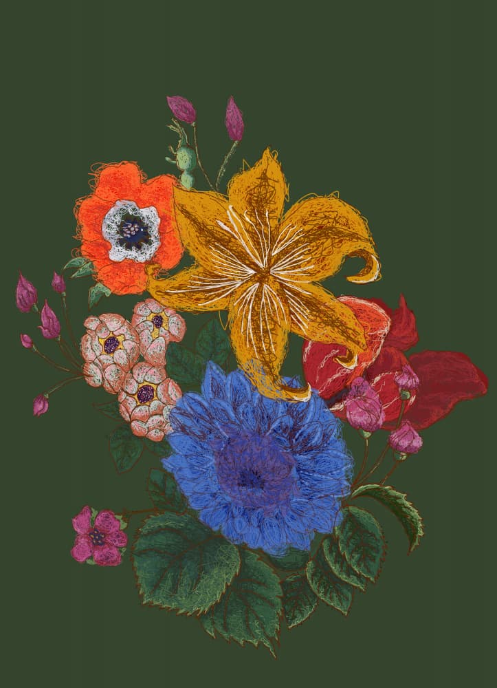 Vibrant Floral Bouquet by XHOZUCAN — canvas wall art