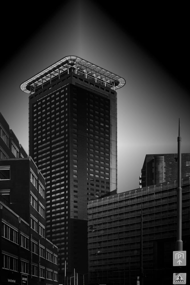 Dark City Skyscraper by Greetje van Son — canvas wall art