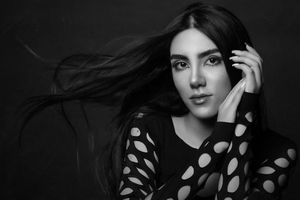 Stylish Black White Portrait by Amir Heydari — canvas wall art