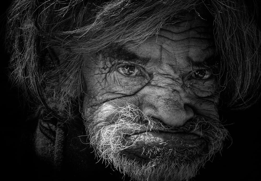 Intense Old Man Portrait by Edgar Monzon — canvas wall art