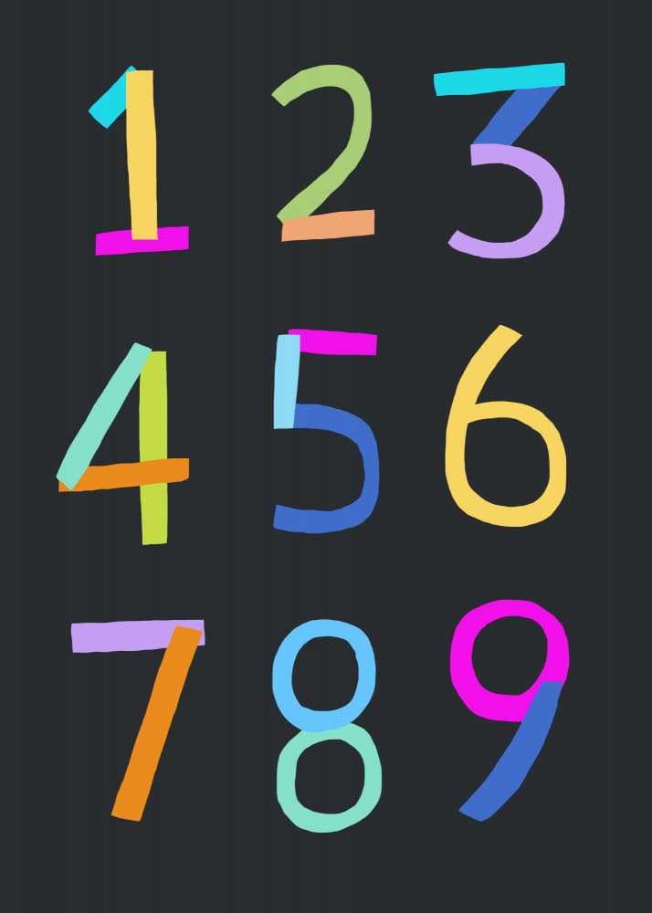Nine Colorful Digits by Carla Daly — canvas wall art