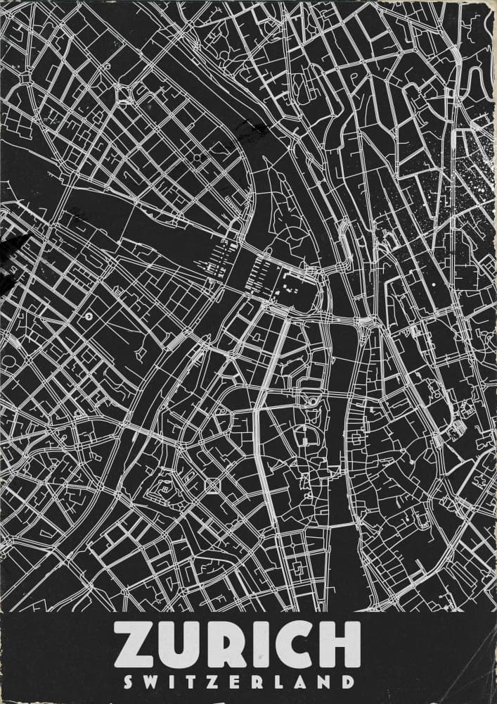 Minimalist Zurich Map by Nicholas — canvas wall art