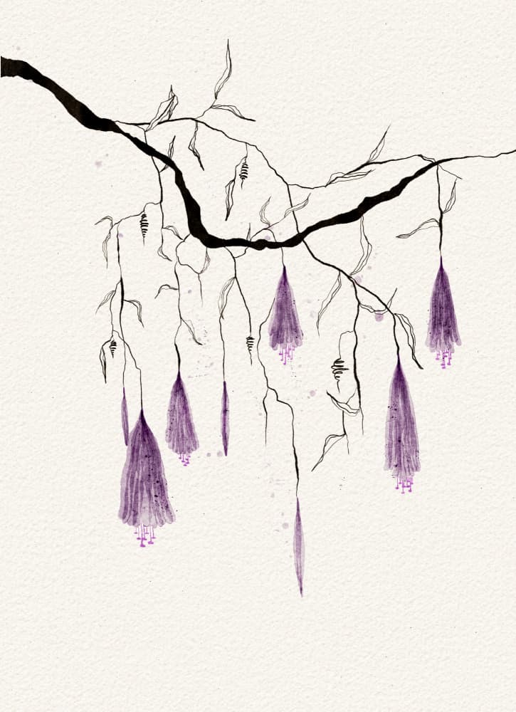 Purple Hanging Blooms by Ankie Kooi — canvas wall art