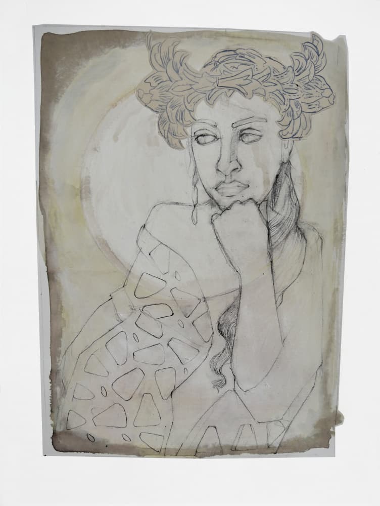 Pensive Woman with Crown by Doris Schmitz — canvas wall art