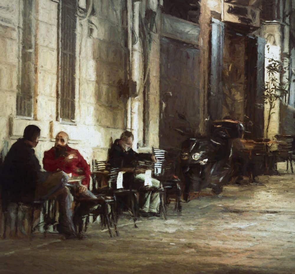 Urban Night Cafe by Rachel Pansky — canvas wall art