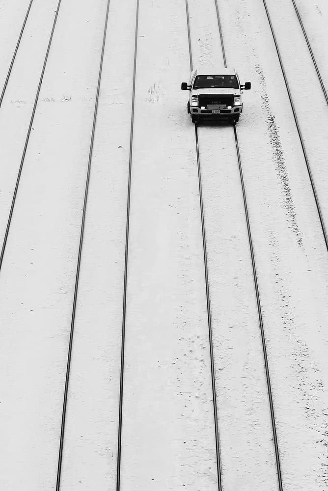 Winter Truck Path by Jian Wang — canvas wall art