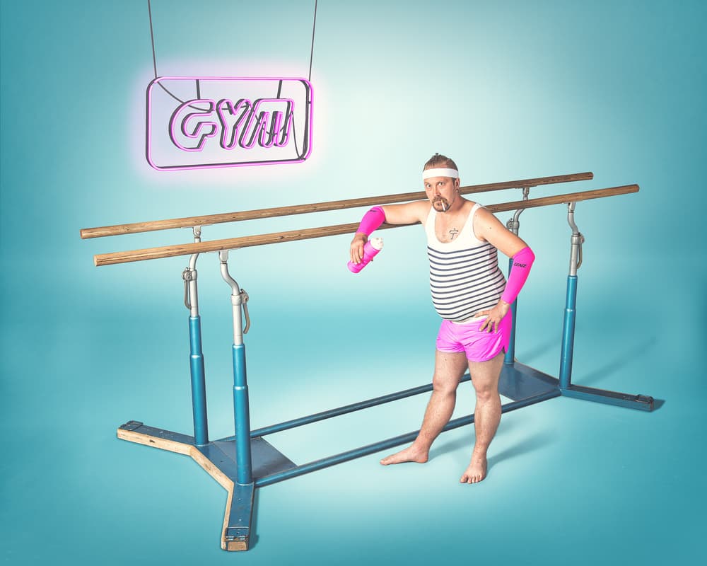 Retro Gym Humor by Petri Damstén — canvas wall art
