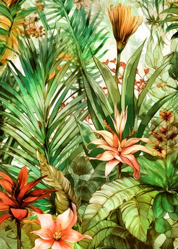 Vibrant Tropical Foliage by Justyna Jaszke — canvas wall art
