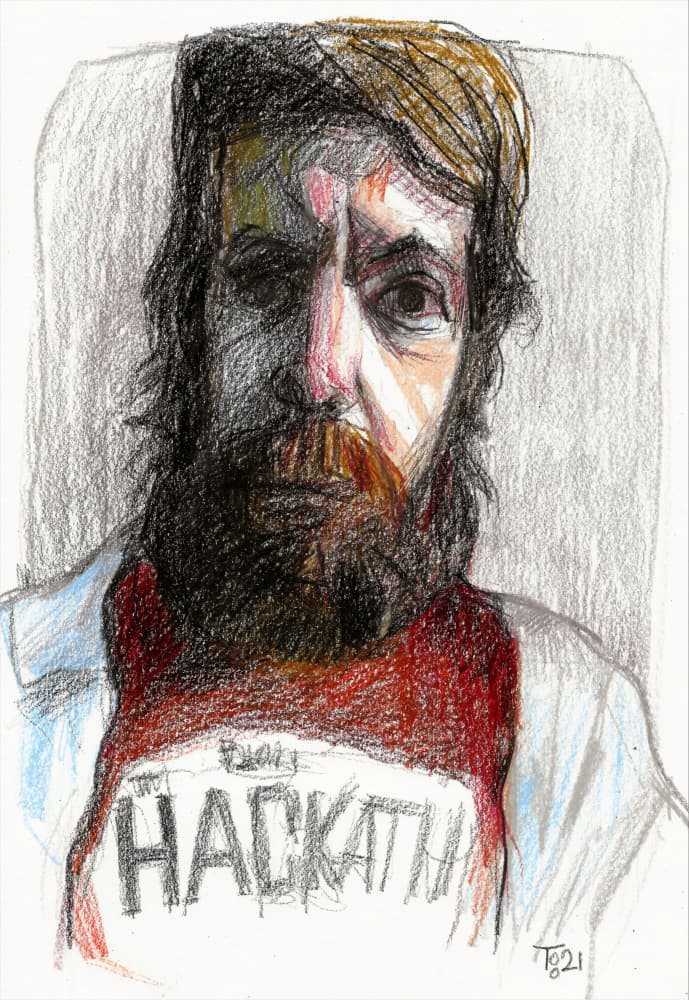 Intense Bearded Man Drawing by Tore Bahnson — canvas wall art