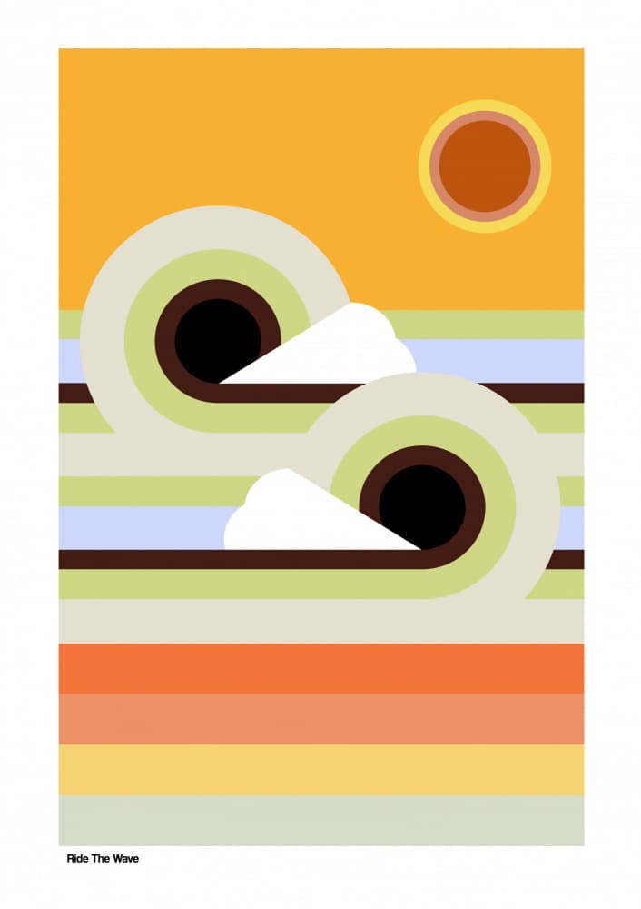 Retro Ocean Waves by Frances Collett — canvas wall art