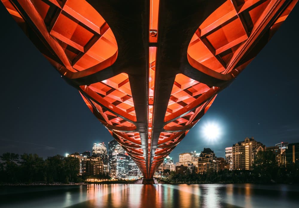 Moonlit City Bridge by Kevin Jiang — canvas wall art