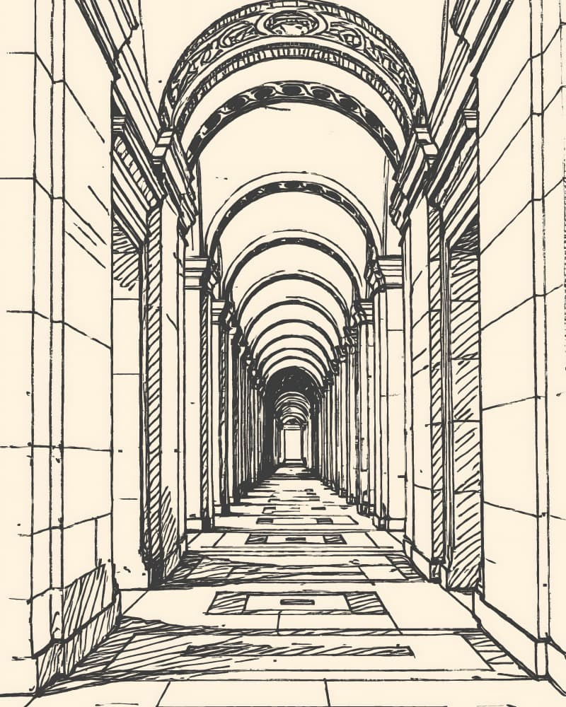 Grand Hallway Arches by Uma Gokhale — canvas wall art
