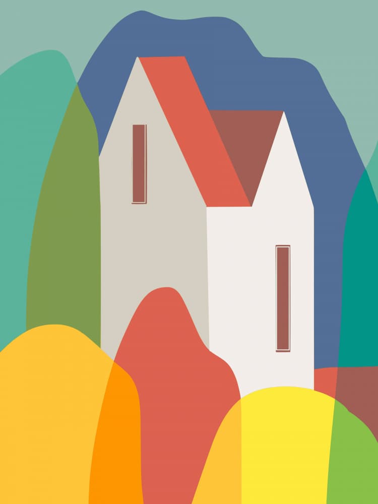 Vivid Hillside Home by Little Dean — canvas wall art