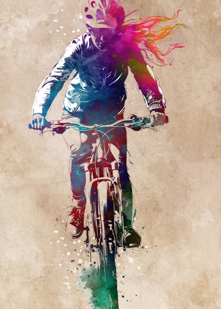 Colorful Mountain Rider by Justyna Jaszke — canvas wall art