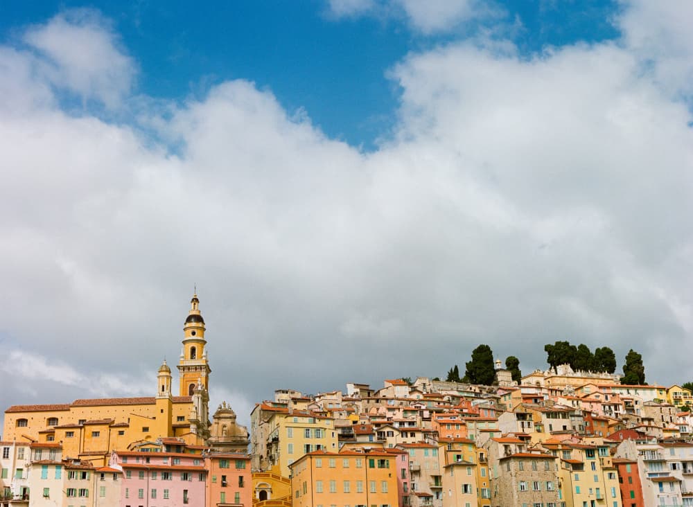 Colorful Menton Townscape by Bethany Young — canvas wall art