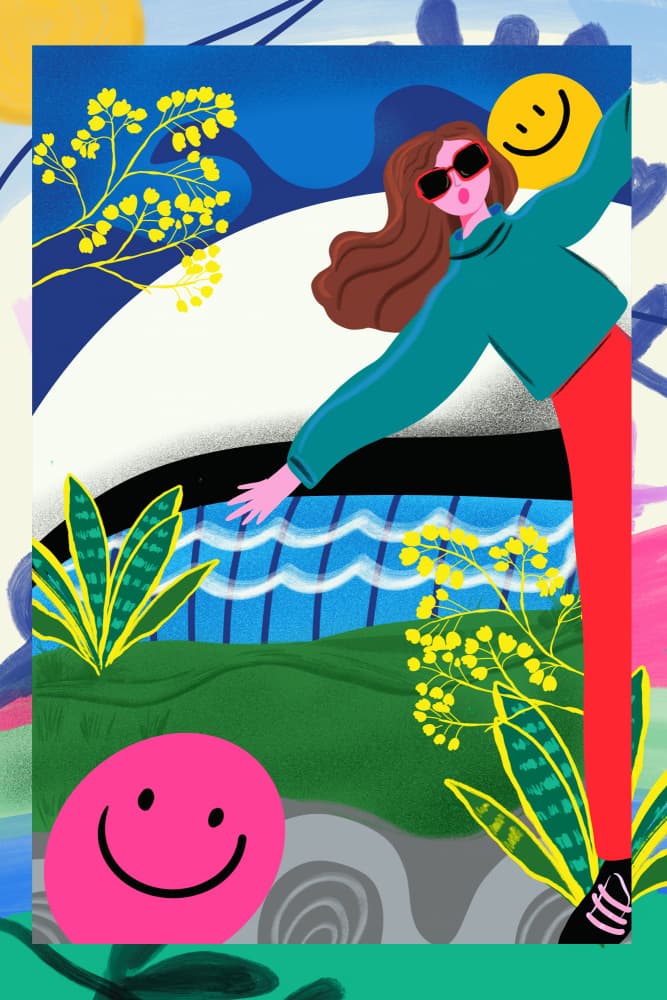 Happy Woman Summer Vibes by sucidraw — canvas wall art