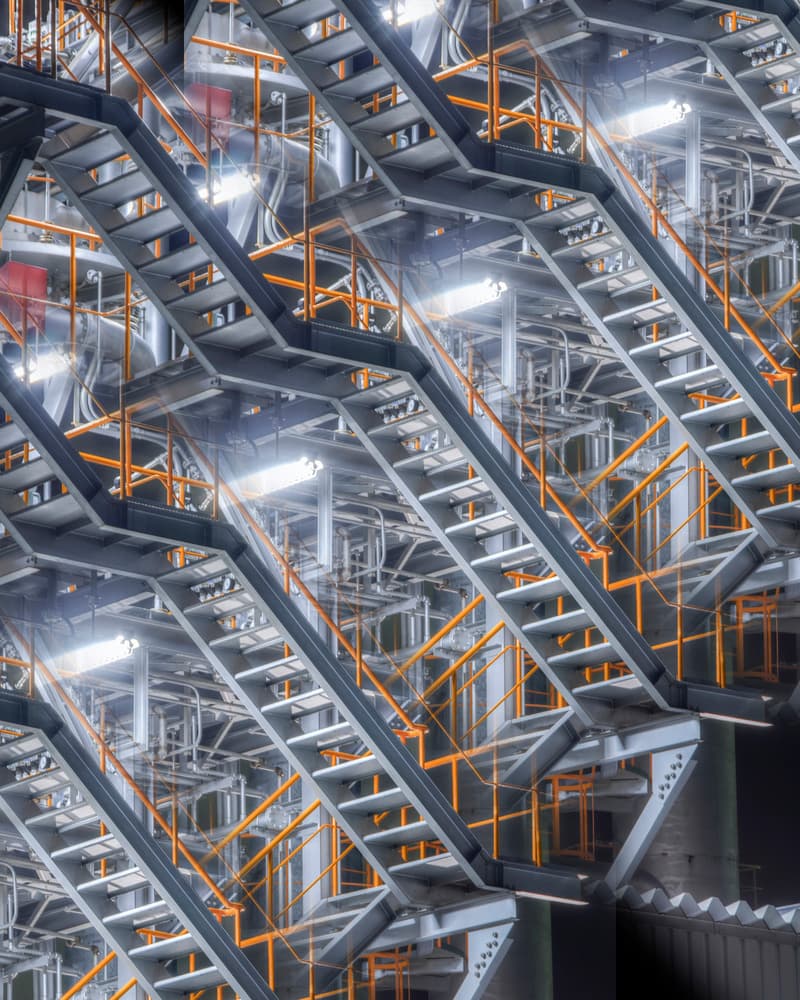 Layered Industrial Stairs by Tomoshi Hara — canvas wall art