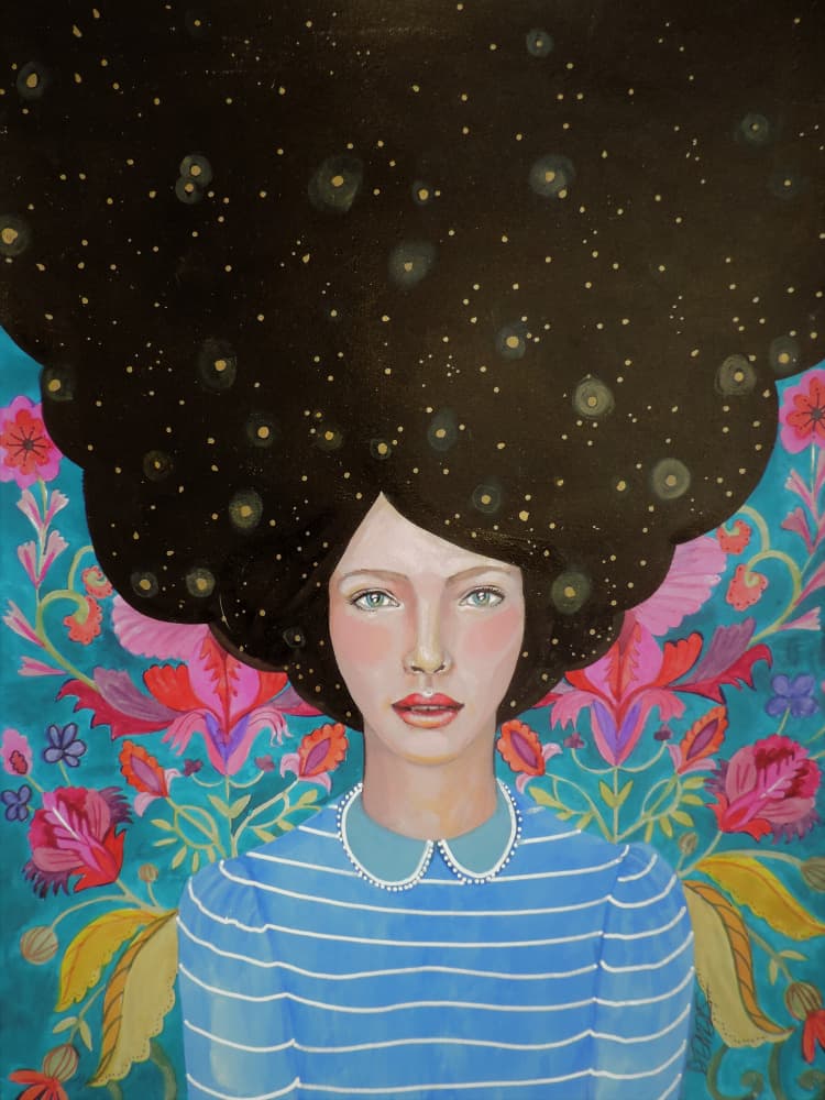 Woman with Star Hair by Sylvie Demers — canvas wall art