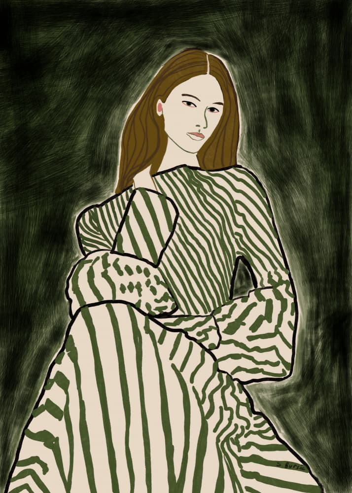 Fashionable Striped Woman by Sharyn Bursic — canvas wall art