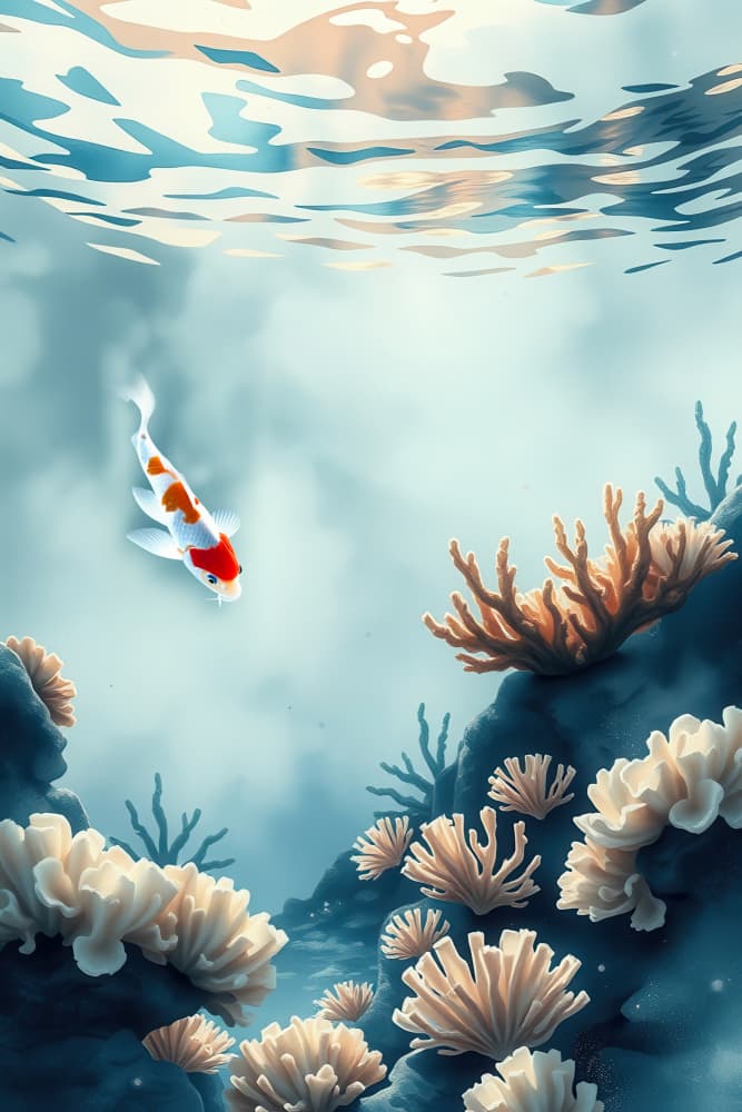Koi Fish Coral Reef by Fadil Roze — canvas wall art